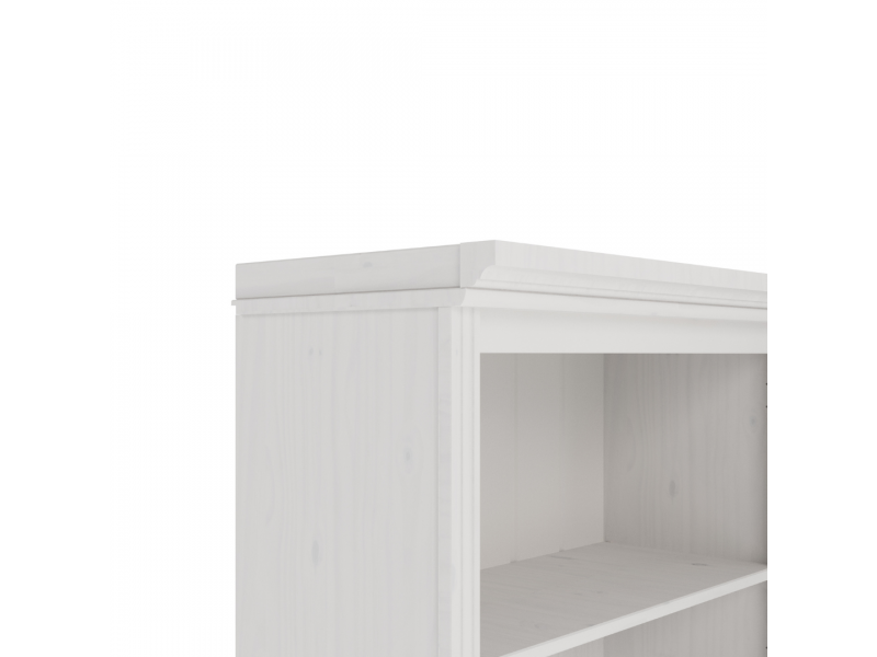 Estante de madeira com 1,19 m no acabamento branco lavado com duas portas / Coleção biblioteca